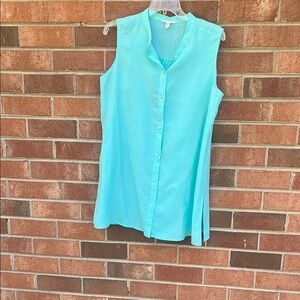 Eileen Fisher green linen top.